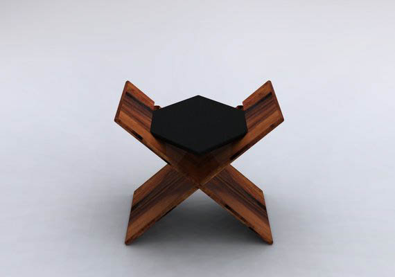 small table or small sitting, assembled by only 3 joints.