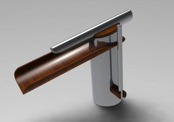 a modern tap. When an artificial steel cylinder enters in a natural wood tongue.