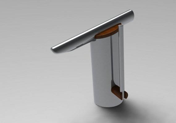 a modern tap. When an artificial steel cylinder enters in a natural wood tongue.