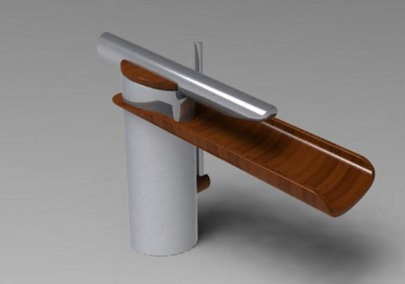 a modern tap. When an artificial steel cylinder enters in a natural wood tongue.