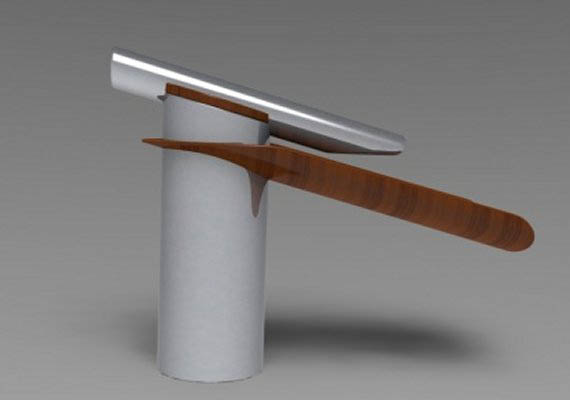 a modern tap. When an artificial steel cylinder enters in a natural wood tongue.